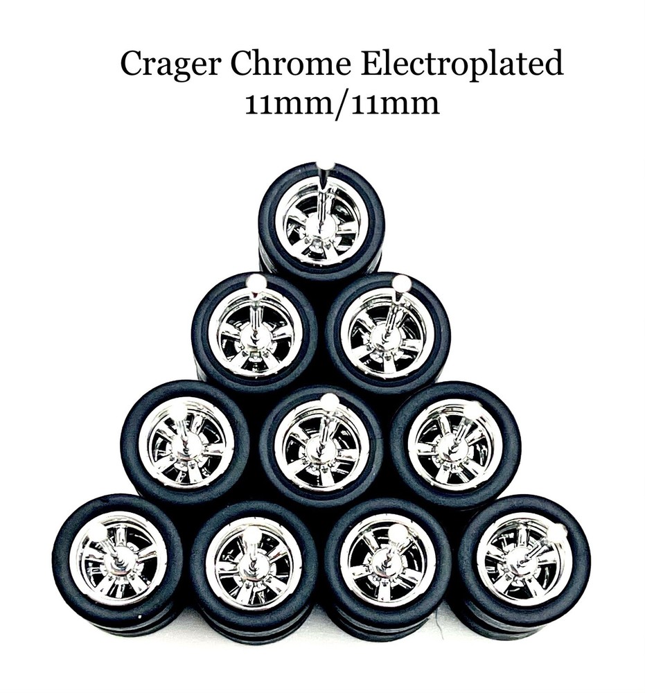 5-Piece Cragar Chrome Real Rider Wheels with Tires for Hot Wheels 1/64