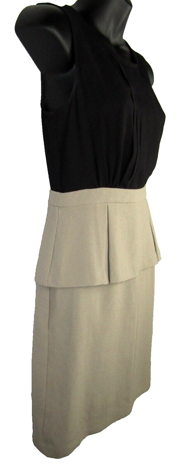 VETEMENTS Abito Max Cleo Tubino Peplum Carrie Taglia 0 Nero Beige Blocco Colore Senza Maniche