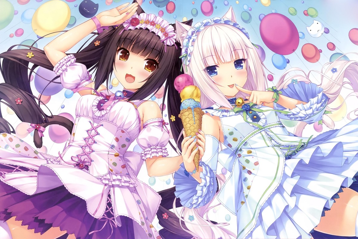 Anime girls cat girl ice cream nekopara chocolat vanilla Play