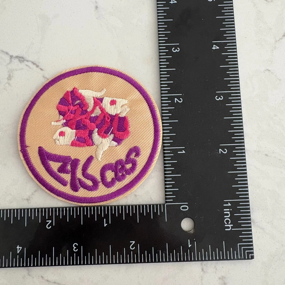 Pisces Zodiac Sign Patch Beige Purple-Trim Sewing & Craft Embroidered Sew-On - Image 3 of 3