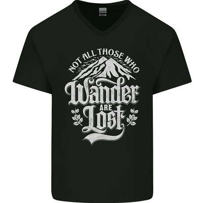 Not All Those Who Wander Are Lost Trekking Herren T-Shirt V-Ausschnitt Baumwolle
