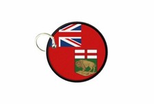 Keychain Canada Manitoba Flag Printed Round Badge
