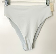 New AERIE High Cut Cheeky Bikini Swim Bottom Size M Off White Blue Tint NWT