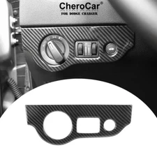 ⭕Carbon Fiber Headlight Switch Cover Trim For Dodge Challenger 15+ & Charger 10+