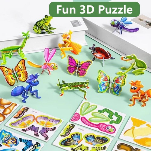 Rompecabezas de dibujos animados 3D para niños de 4 a 8 años rompecabezas educativo de insectos animales R3U9