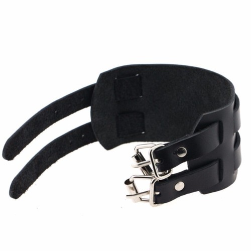 bracciale da uomo pelle in cuoio con acciaio regolabile polsino braccialetto per - Foto 7 di 12