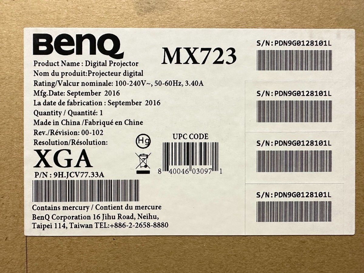 bqndf692ページ Projector Benq BenQ MX723 3700 Lumens XGA 3D Projector With MHL