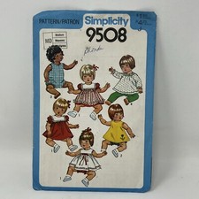 Vintage 1980 Sewing Pattern Doll Clothes Simplicity 9508 Medium Baby Dolls