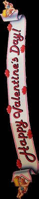 Vintage 1992 Happy Valentine's Day 35'' Beistle Co Banner Cupid Cherubs Streamer