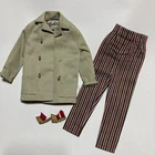 Vintage 1961 Barbie Open Road 985 Stripe Pants Tan Coat Jacket missing 2 Toggles