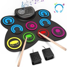 9-Pads Electronic Drum Set with Headphone Jack Speaker Drumsticks  Pedals, H...
