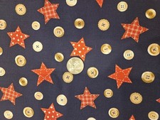 Vintage Navy Blue fabric With stars peinted Fabric Traditions 1 yard