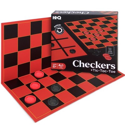 HI-Q Checkers & Tic-Tac-Toe Board Game Set   Classic One Size, Black Red 