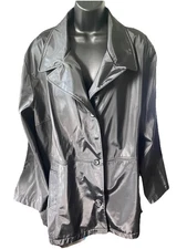 Women's OUTBROOK Black Fleece Lined Faux Leather  (PVC) Jacket (Size 2X)