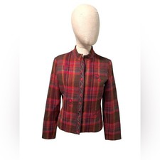 Vintage Canvas Backs 99 Wool Red Plaid Patterned Blazer Jacket size 6