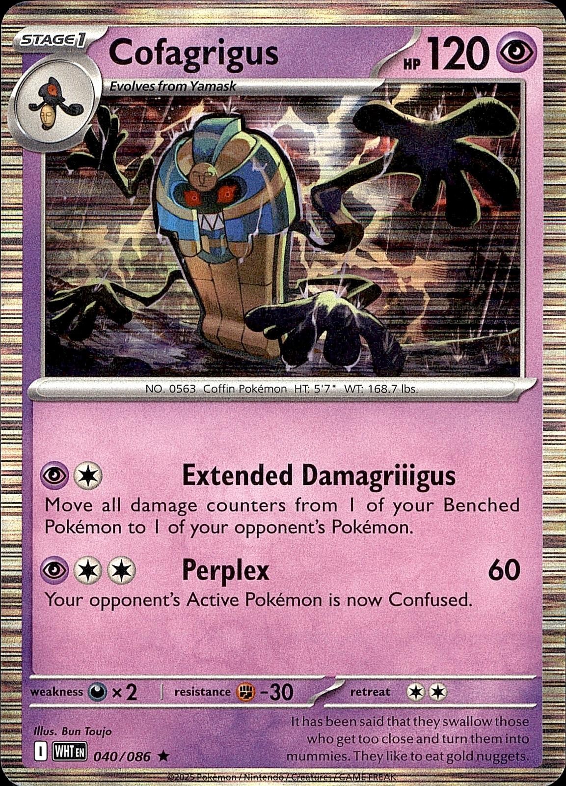 POKEMON COFAGRIGUS 040/086 WHITE FLARE HOLO RARE LP