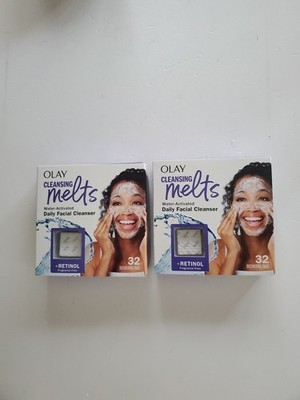 Olay Cleansing Melts Face Cleanser +Retinol Cleaner Facial 2x pack 32 count