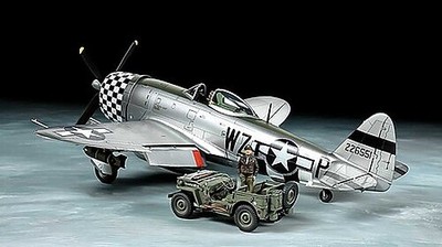 Tamiya 1/48 Republic P47D Thunderbolt Bubbletop Fighter w/1/4-Ton 4x4 Light