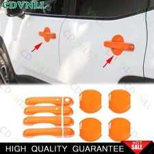 For Jeep Renegade 2016+ Bright Orange Car Side Door Handle Bowl Frame Cover 12*