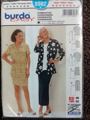 Burda Easy 8982 Plus Kombination Shirt Rock Top Gr. 36 48