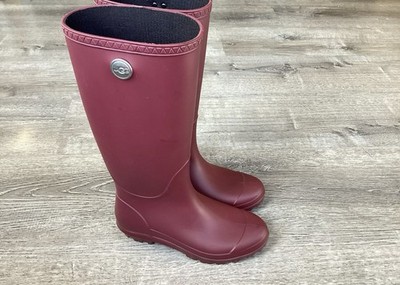 UGG Rain Boots Womens Size 5 Garnet Burgundy Red Sienna Matte Tall Rubber Boot