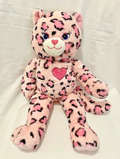 Build A Bear Pink Leopard Sassy Cat 20" Plush Stuffed Toy Heart Nose BABW 2007