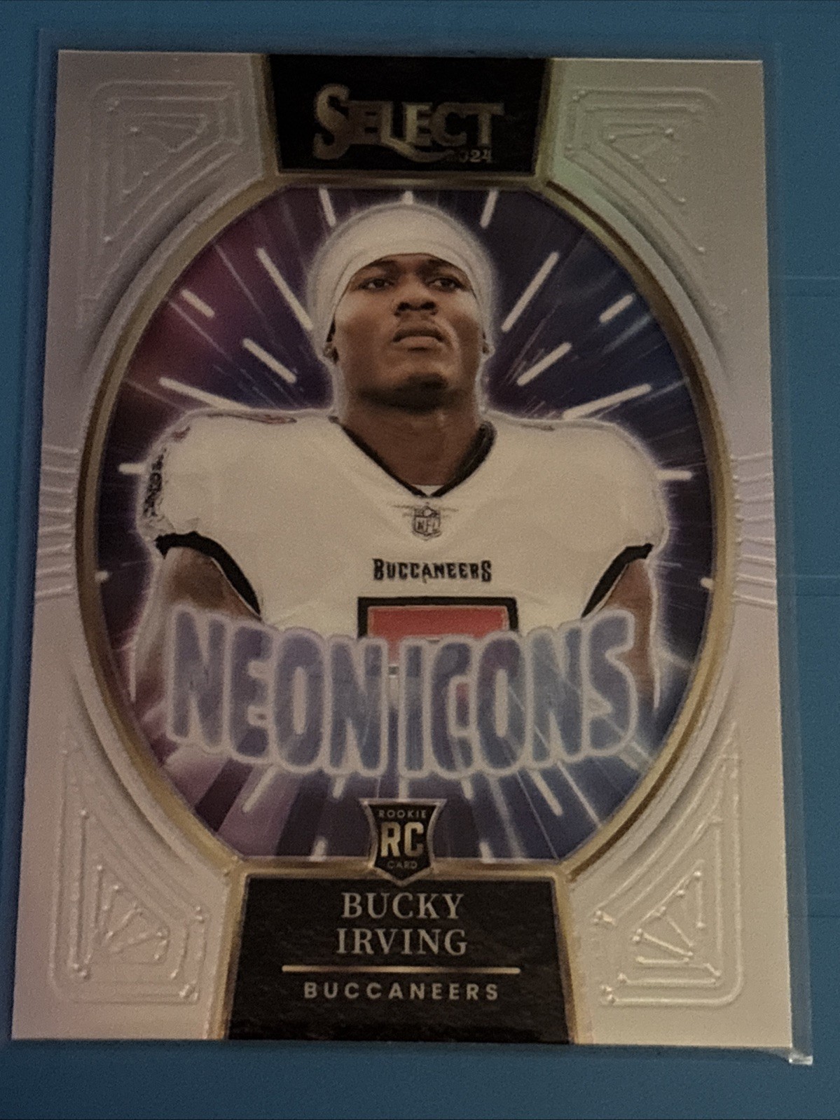 Bucky Irving (RC) 2024 Panini Select Neon Icons Silver Prizm #12 Tampa Bay Bucs