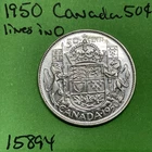 1950 Canada 🇨🇦 50 Cents Canadian Half Dollar High Grade Design in 0