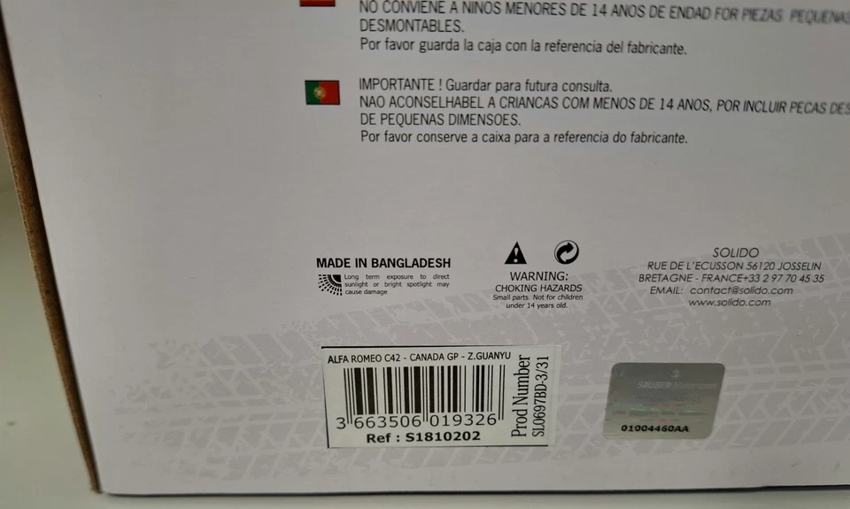 PROMO Alfa Roméo C42 Canada GP 2022 Z.Guanyu 1/18 Solido Neuf boite d'origine - Photo 2/4