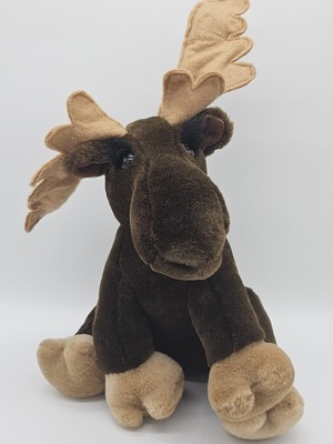 Vintage ASI Plush Moose Stuffed Animal Sitting 18'' Wildlife Realistic