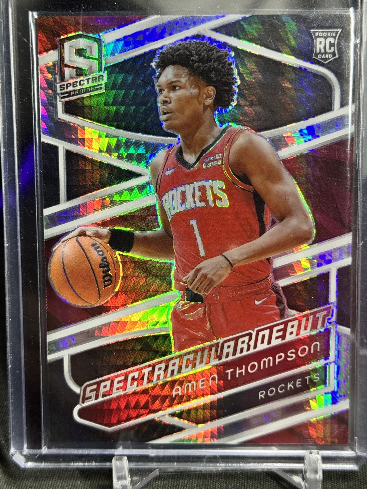 2023-24 Panini Spectra - Spectacular Debut Amen Thompson #185 International Red