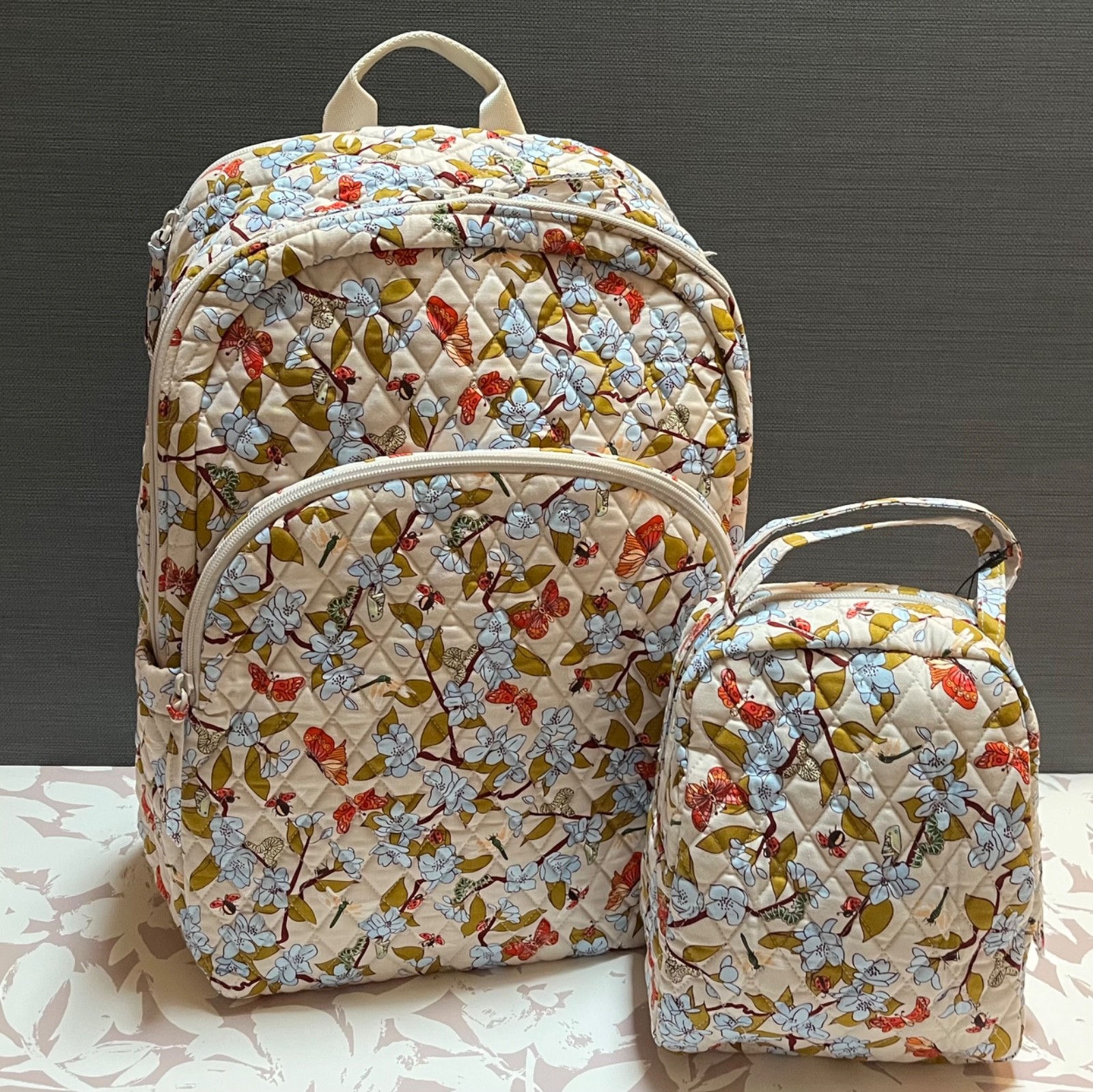 Vera Bradley Essential Large Backpack & Lunch Bunch Bag in C
