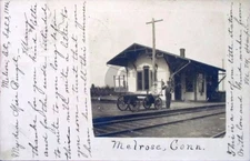 Melrose Connecticut Train Depot 1906 & Cancel RPPC Photo Postcard COPY