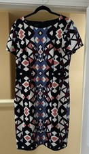 Women's Talbots Geometric Print SheathBusiness Career Black White Dress 12.
