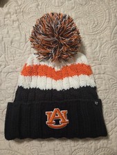 Auburn Tigers 47 Brand Cuffed Pom Knit Blue Orange White Beanie New
