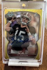 2022 Topps Bowman Chrome U 1st Ty Simpson Bama Yellow Refractor Auto #80  39/75