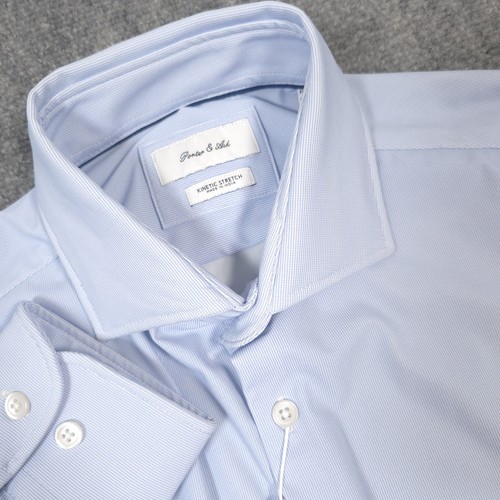 NWT Porter & Ash Dress Shirt Mens M Blue Striped Kinetic Stretch Button Up