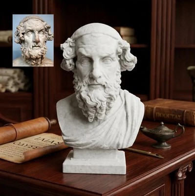 Homer Büste - antiker griechischer epischer Dichter - Wohnskulptur Home Office Deko