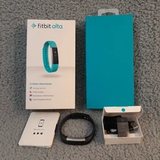 Fitbit Alta Fitness Wristband Activity Tracker Large Black W/Charger & Box Instc
