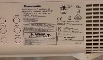 Panasonic PT-EZ580 LCD Projector 5400 Lumens ~PT-EZ580u 1506 Lamp
