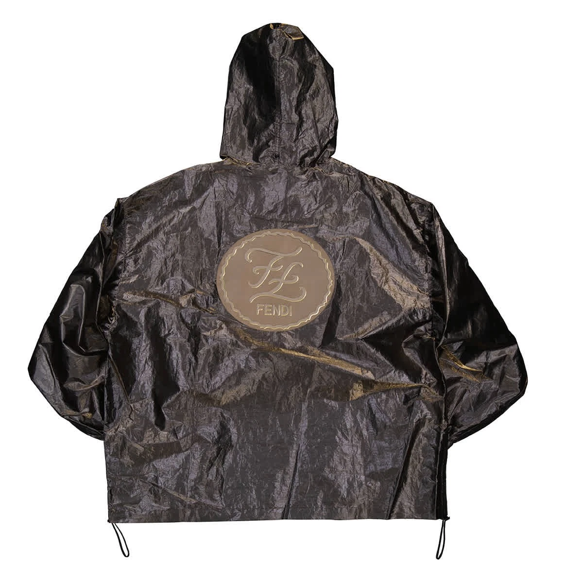 Giacca antivento oversize Fendi uomo grigia con cappuccio estraibile marca taglia 48