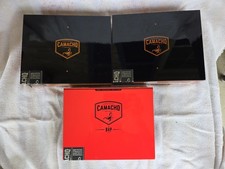 (3) LOT CAMACHO SCORPION CIGAR BOX BOXES GOLD HIGH GLOSS LACQUER 9.5"x7"x2"