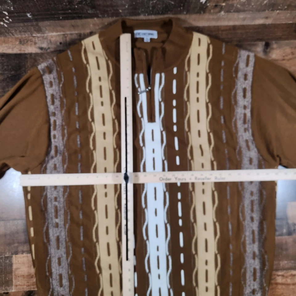 Suéter Tejido Stacy Adams Para Hombre 4XL Marrón 3D 1/4 Cremallera Foto 3 de 4