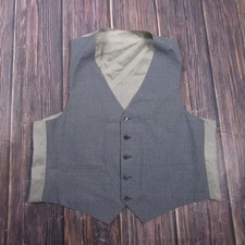 Suit Vest Mens 44 Gray Solid 3 Piece Formal Waistcoat Wedding Business Office