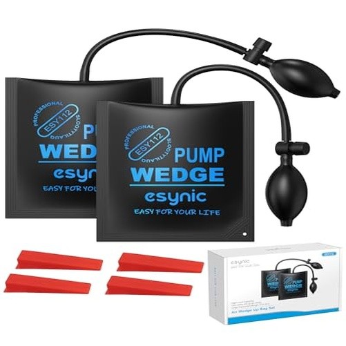 eSynic Inflatable Air Wedge Kit for door and appliance fitting: compact 2-pack
