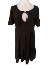 NWT J Crew Small Black Tiered Casual Tie Front Keyhole Dress Summer