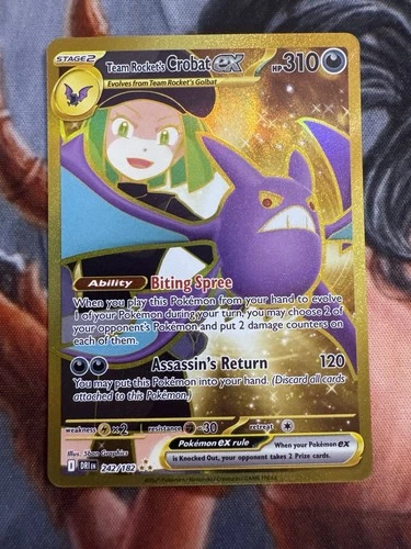 Team Rocket's Crobat ex 242/182 Hyper Rare Destined Rivals Pokemon NM b6