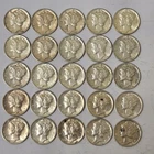 25x Mercury Dime Lot #1 Half Roll AU BU Some FB Nice Coins mixed Date