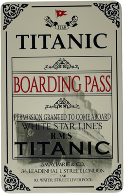 RMS Titanic Ticket ID Card Titanic Boarding Pass History