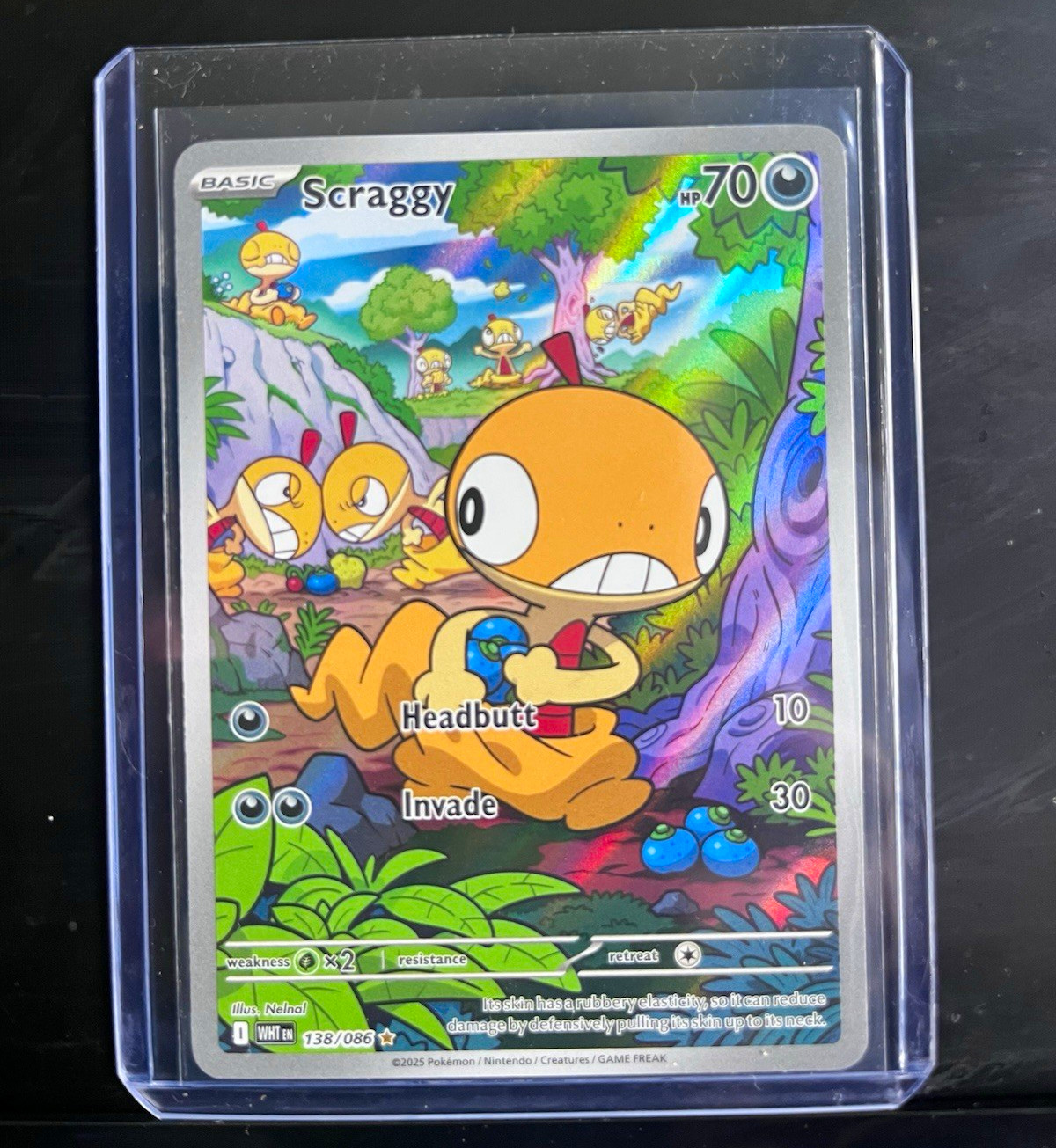 Scraggy 138/086 SV White Flare Illustration Rare Full Art Holo
